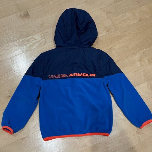 Under Armour Jacket Boys Sz 6 ColdGear Fleece Hooded Orange Logo Outdoor Wear - Picture 5 of 5